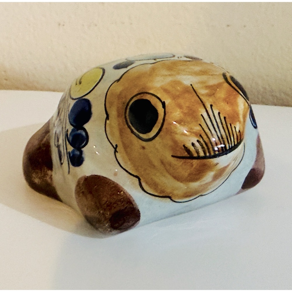Tonala Pottery Frog Handpainted Mexico Signed Numbered